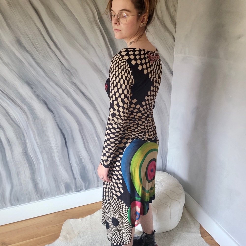 DESIGUAL funky 90s style asymmetrical long sleeve dress